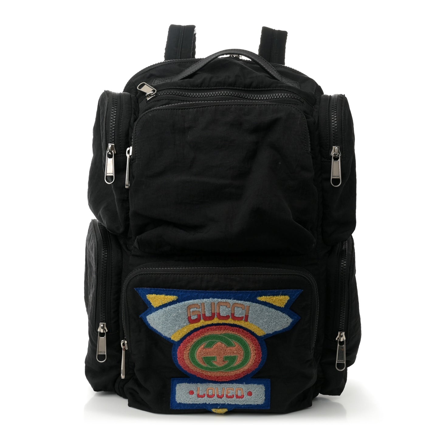 Nylon Twill 80s Logo Patch Backpack Black
