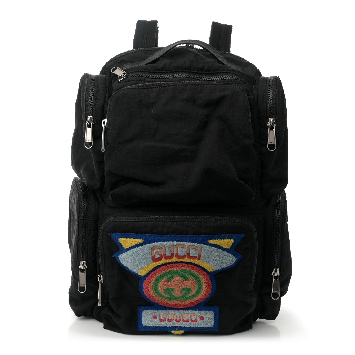 Gucci Nylon Twill 80s Logo Patch Backpack Black 1 of 12