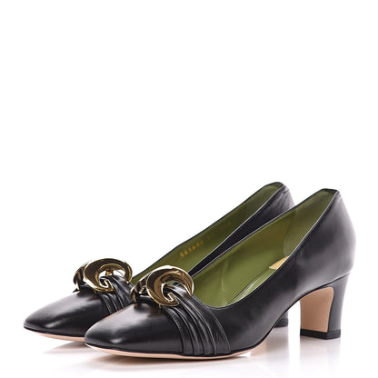 Gucci Malaga Kid Half Moon GG Square Toe Pumps 37 Black 3 of 10