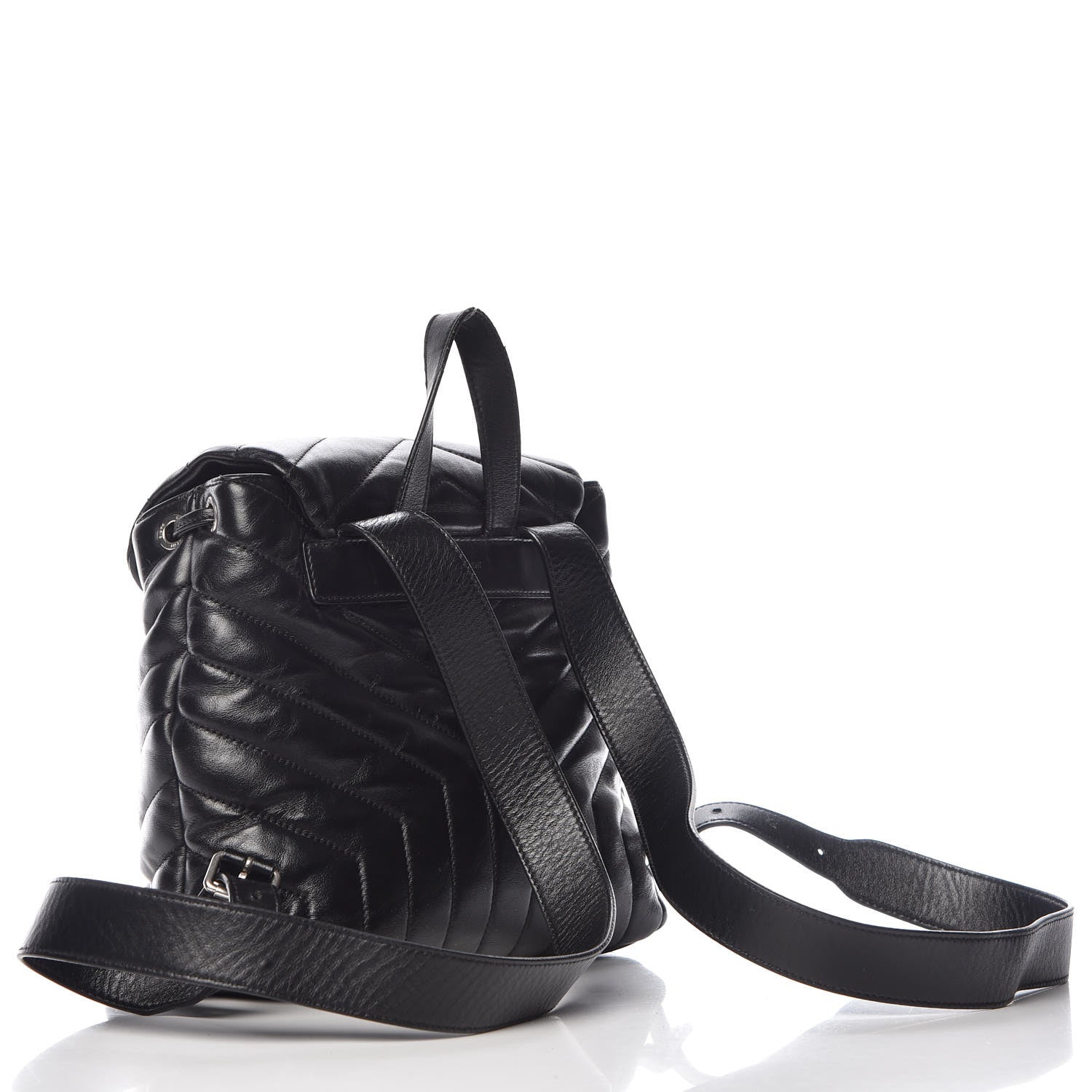 Saint Laurent Calfskin Y Quilted Monogram Small Loulou Backpack Black 3 of 13