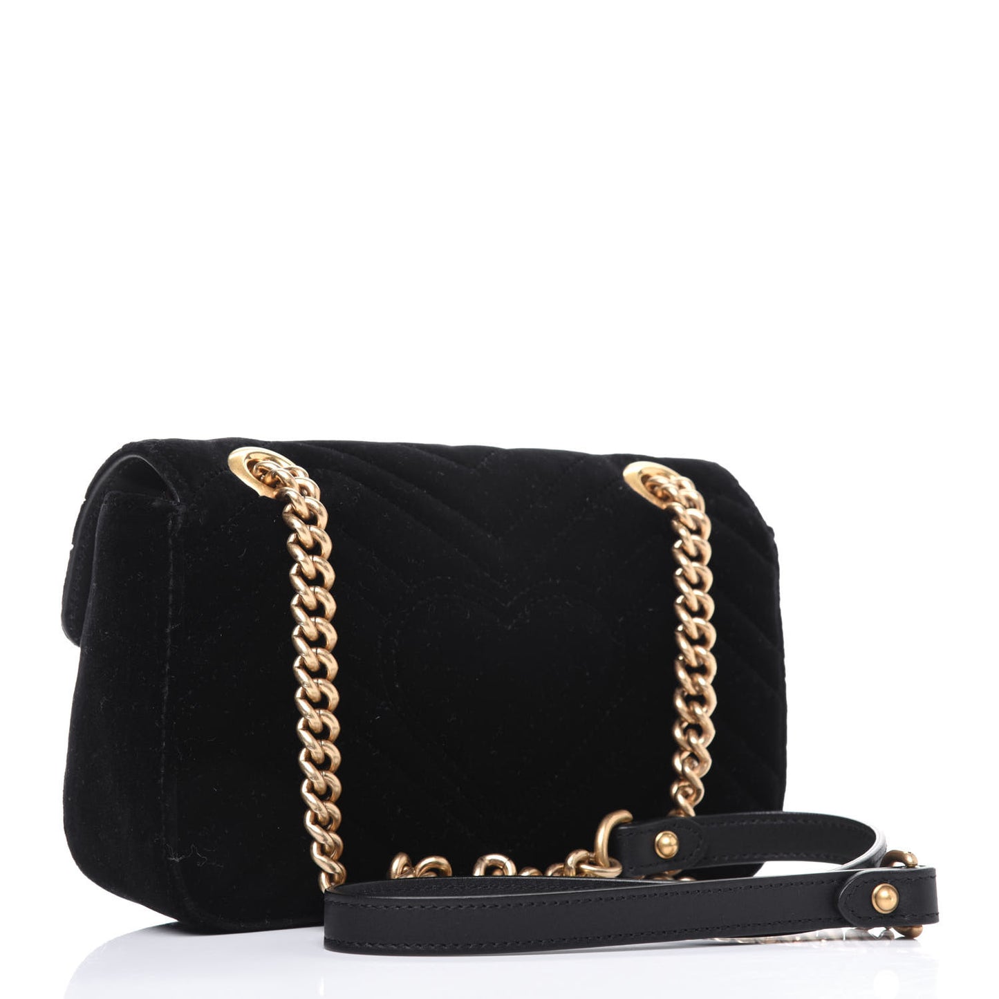 Velvet Matelasse Mini GG Marmont Shoulder Bag Black