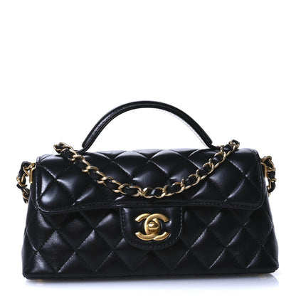 Chanel Lambskin Quilted Mini Flap Top Handle Bag Black 1 of 10