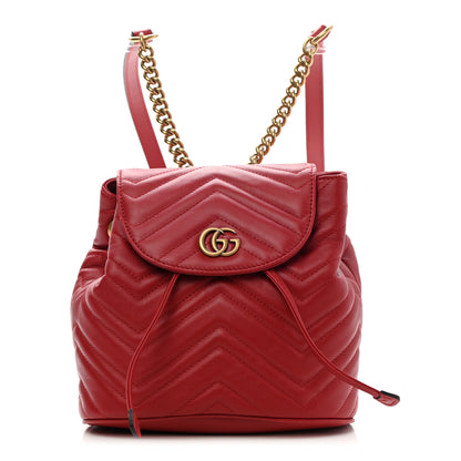 Gucci Calfskin Matelasse GG Marmont Flap Backpack Hibiscus Red 1 of 9