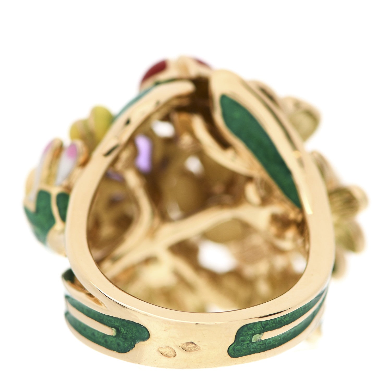 Christian Dior 18K Yellow Gold Diamond Amethyst Lacquer Medium Diorette Ring 52 6 4 of 6