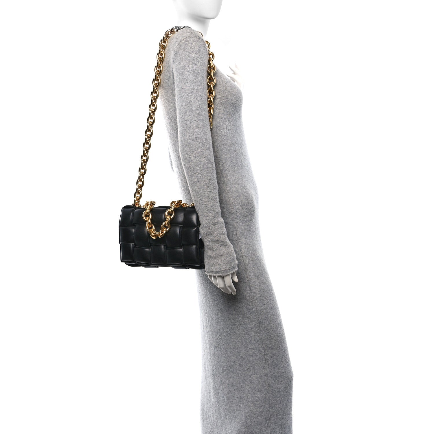 Bottega Veneta Lambskin Maxi Intreccio Padded Chain Cassette Crossbody Bag Black 2 of 9