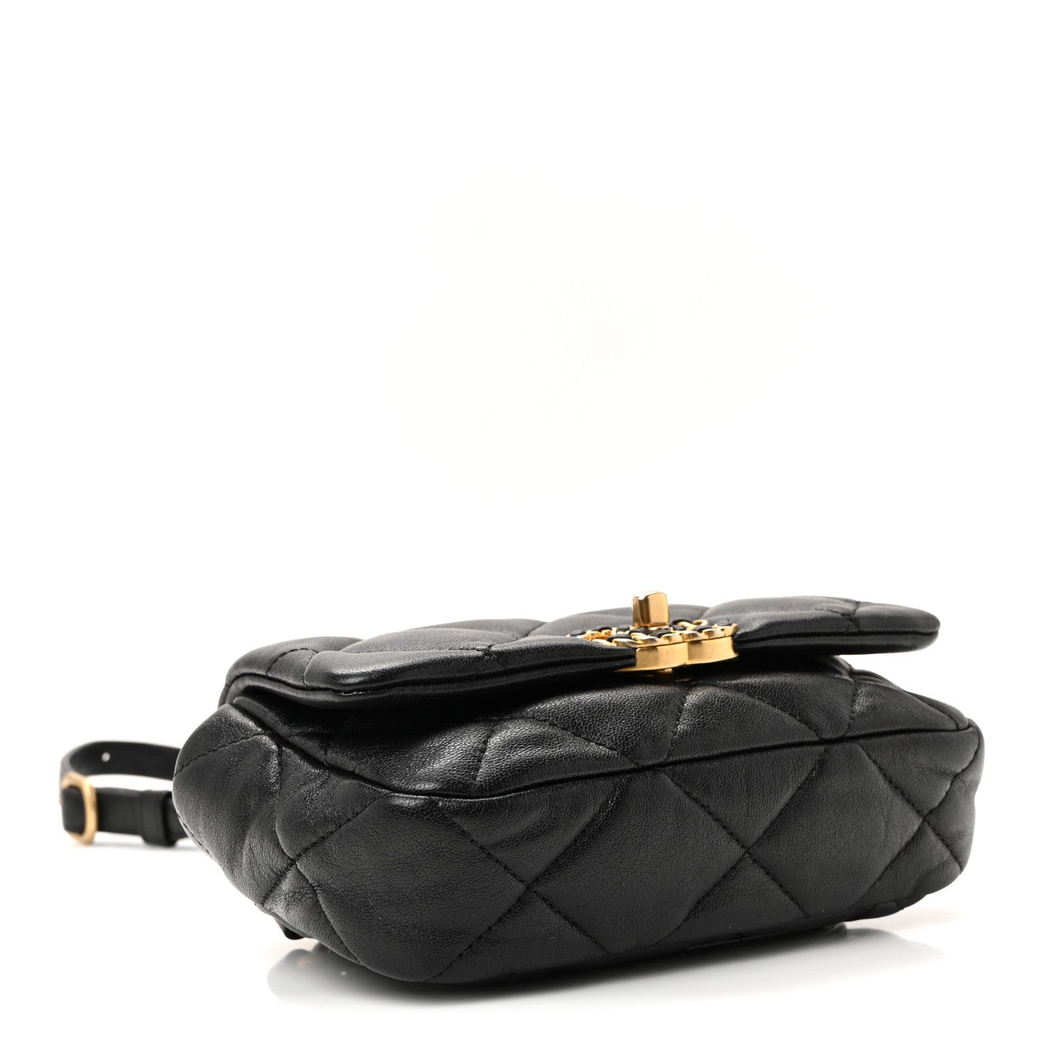 Chanel Goatskin Quilted Chanel 19 Waist Bag Black 4 of 10