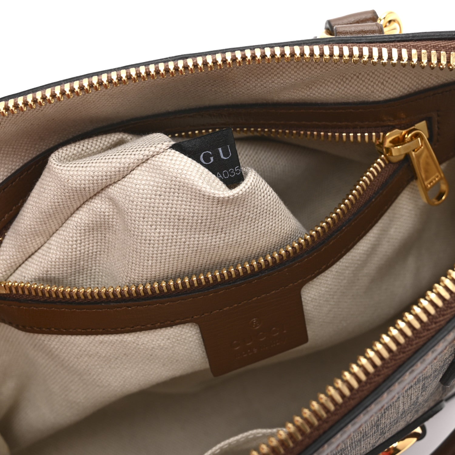 Gucci GG Supreme Monogram Azalea Calfskin Small Horsebit 1955 Top Handle Bag Beige Ebony Brown Sugar 8 of 11