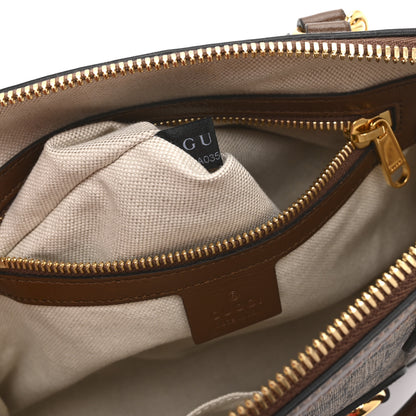 Gucci GG Supreme Monogram Azalea Calfskin Small Horsebit 1955 Top Handle Bag Beige Ebony Brown Sugar 8 of 11
