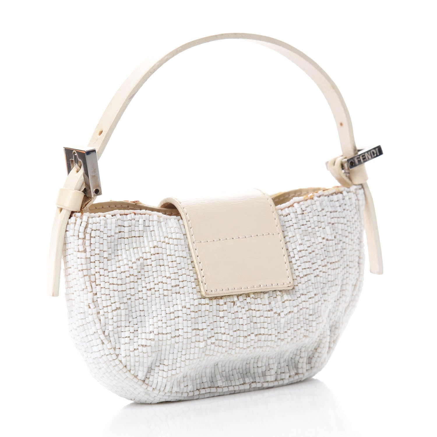 Fendi Beaded Mini Half Moon Baguette White 3 of 11