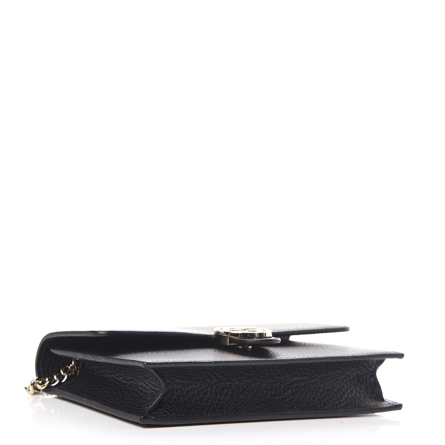 Dollar Calfskin Interlocking G Chain Wallet Black