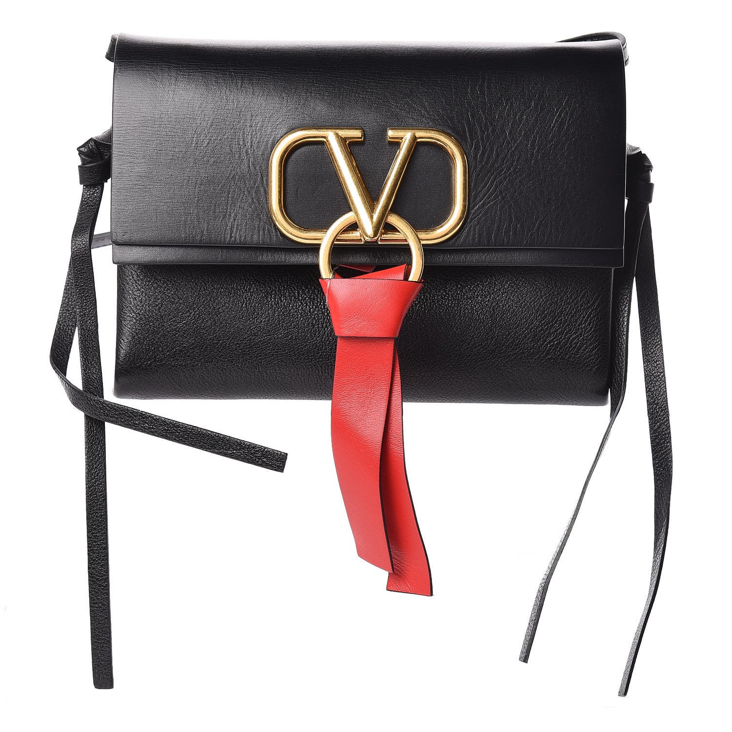 Smooth Calfskin Small VRing Crossbody Bag Black