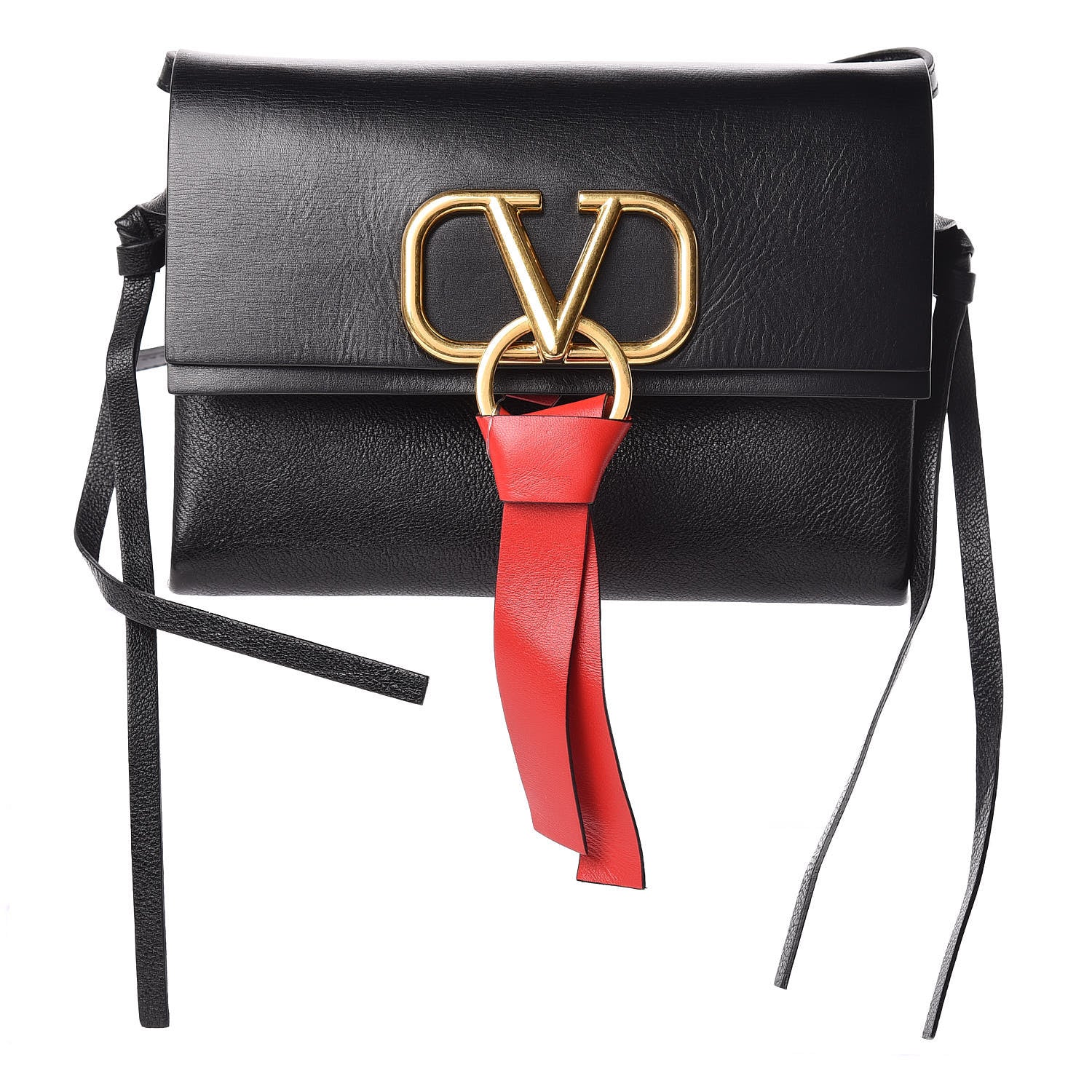 Valentino Garavani Smooth Calfskin Small VRing Crossbody Bag Black 1 of 12