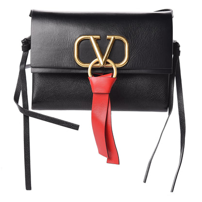 Valentino Garavani Smooth Calfskin Small VRing Crossbody Bag Black 1 of 12