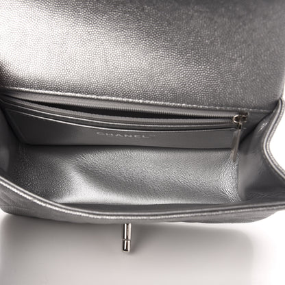 Chanel Metallic Caviar Quilted Mini Top Handle Rectangular Flap Silver 5 of 10