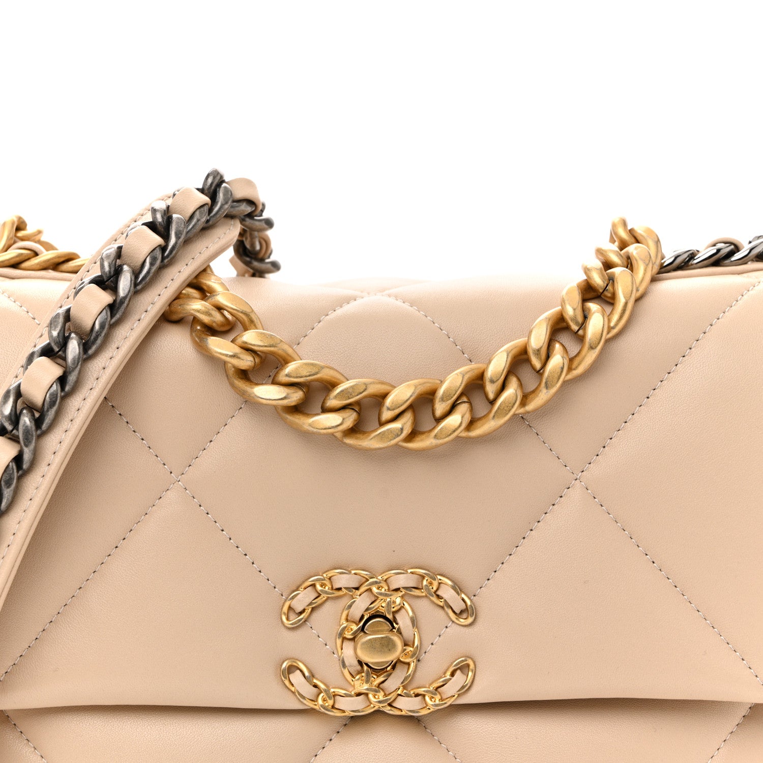 Chanel Lambskin Quilted Medium Chanel 19 Flap Beige 8 of 11