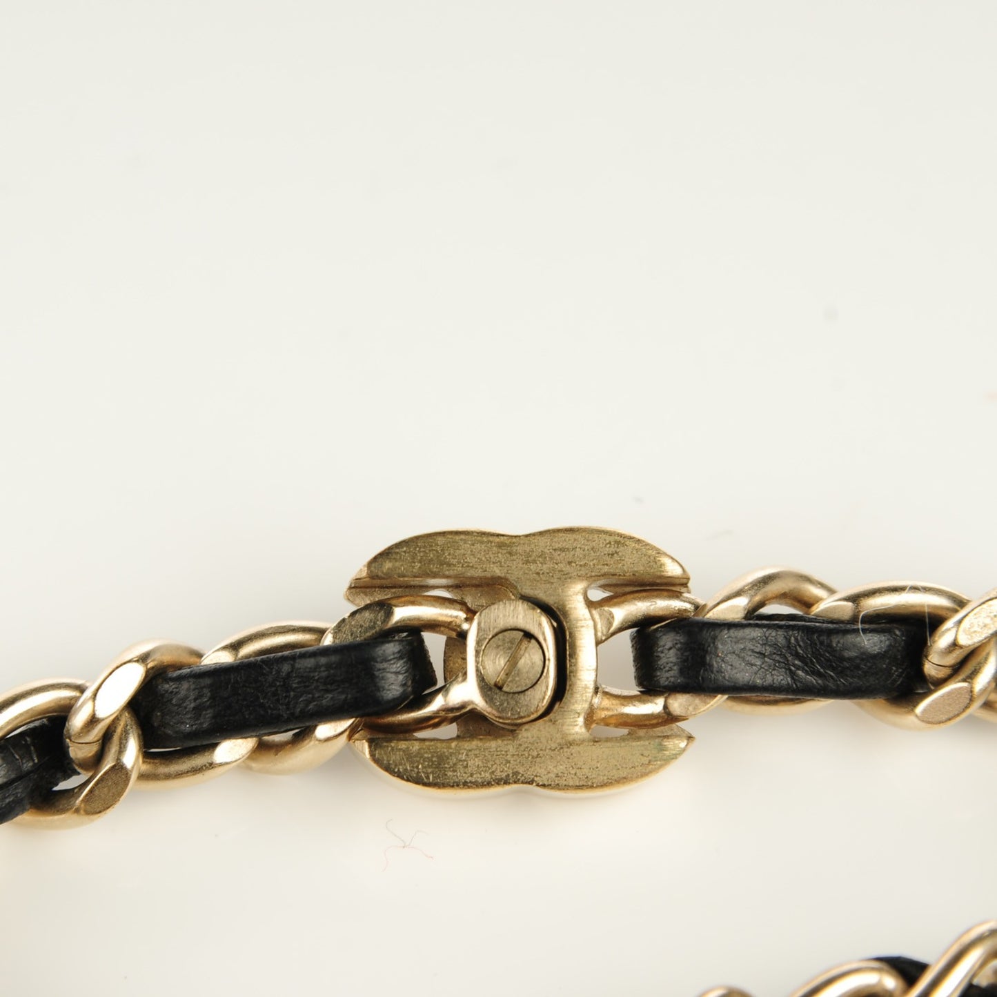 Lambskin CC Turnlock Chain Bracelet Black Gold