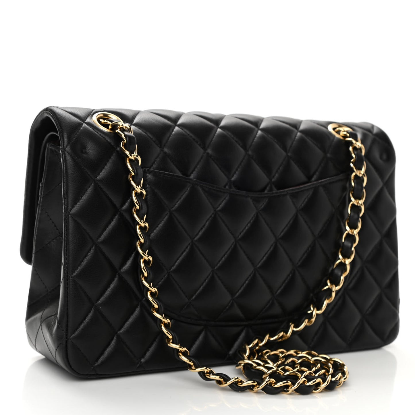 Lambskin Quilted Medium Double Flap Black