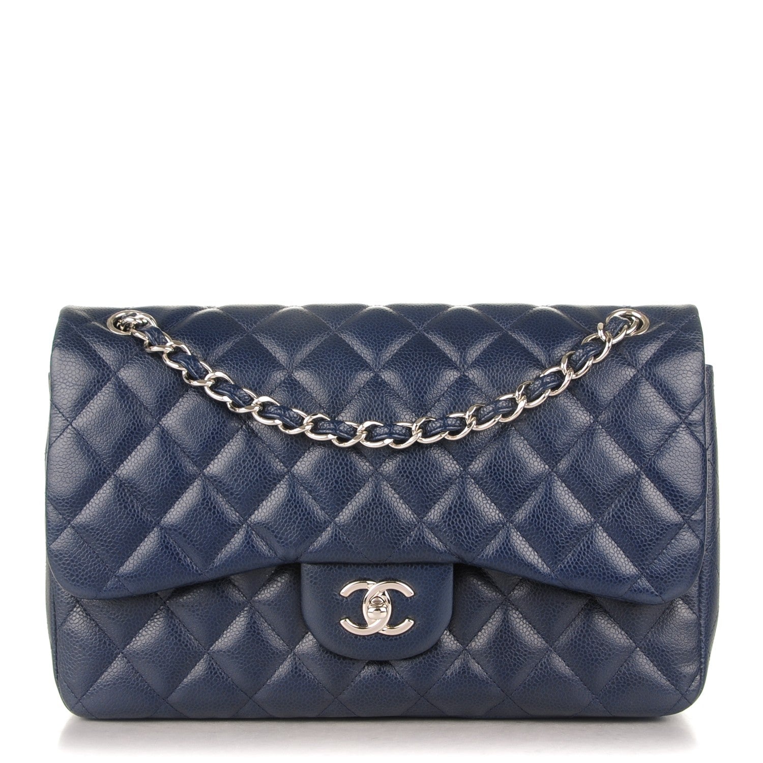 Chanel Caviar Quilted Jumbo Double Flap Navy Blue 1 of 7