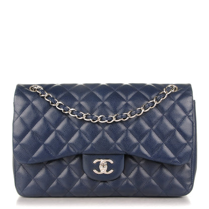 Chanel Caviar Quilted Jumbo Double Flap Navy Blue 1 of 7
