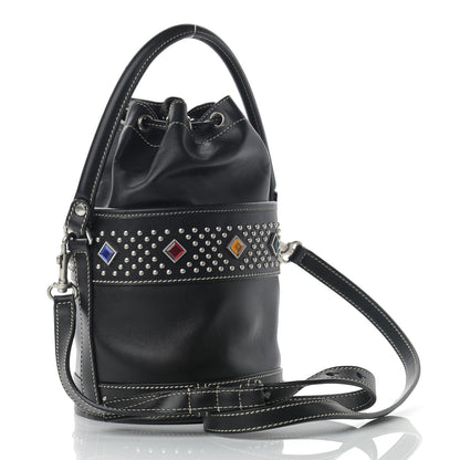Saint Laurent Smooth Calfskin Studded Small Bahia Drawstring Bucket Bag Black Multicolor 3 of 10