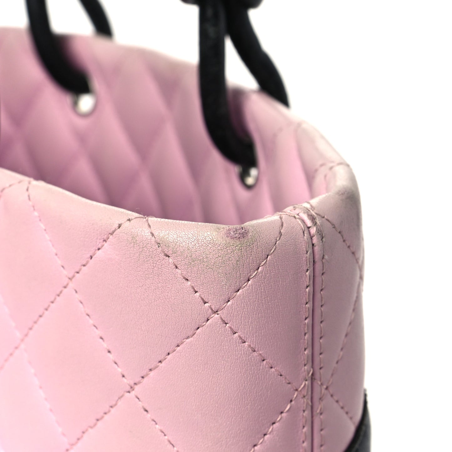 Calfskin Quilted Medium Cambon Tote Pink Black