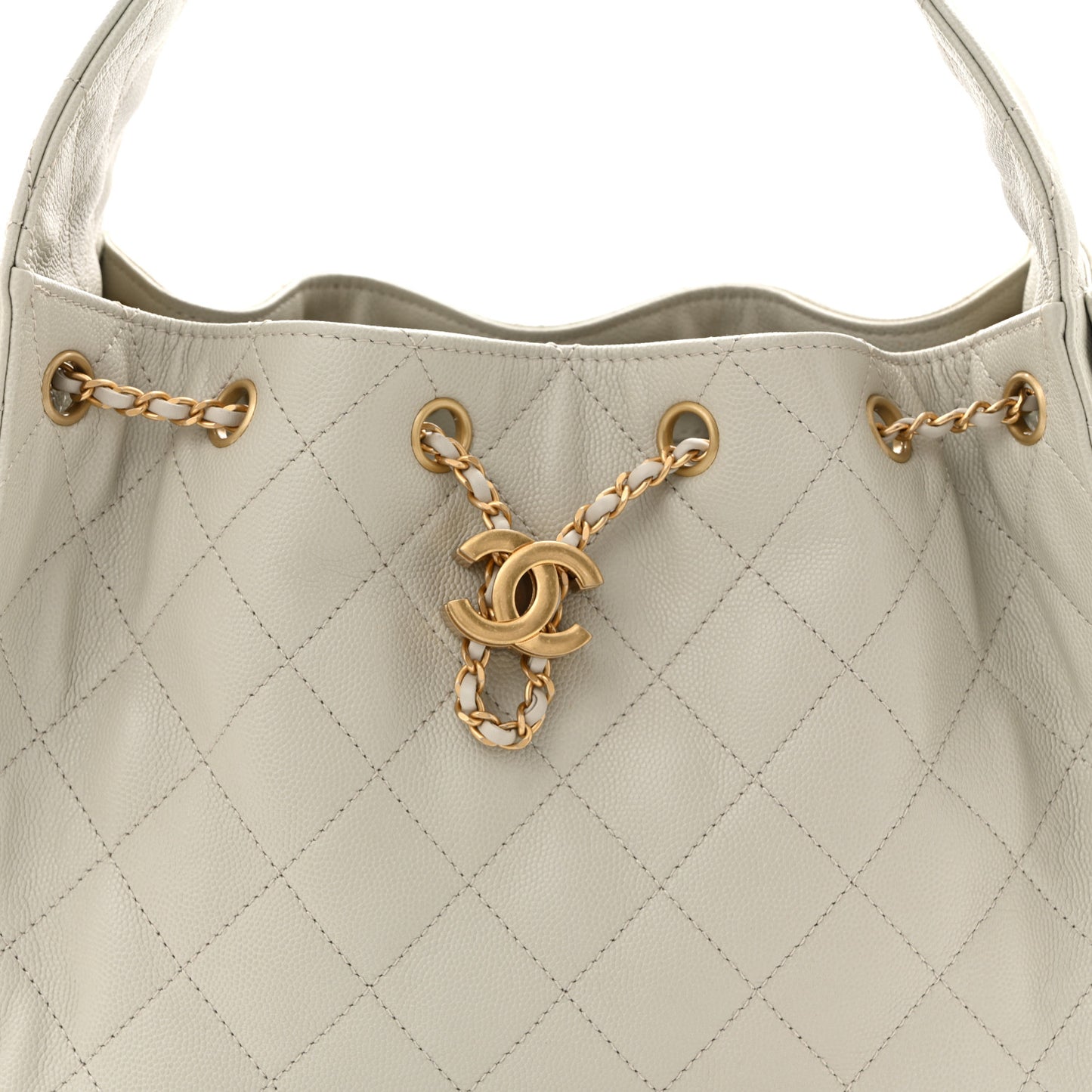 Caviar Quilted Small Chanel 25 Handbag Light Grey