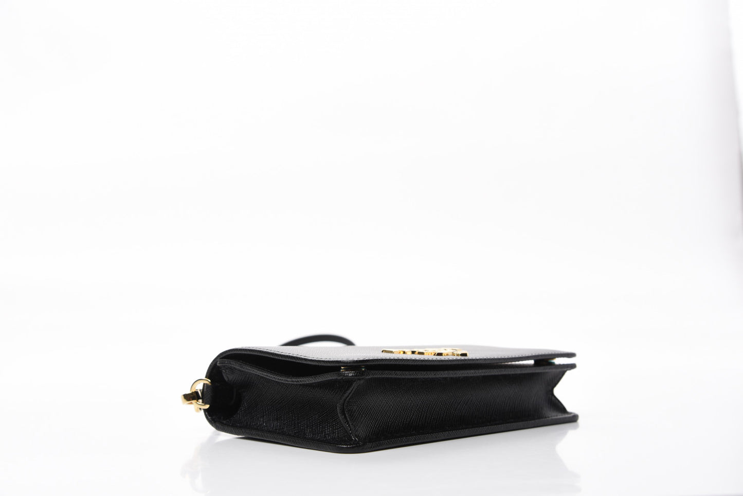 Saffiano Lux Mini Shoulder Bag Black
