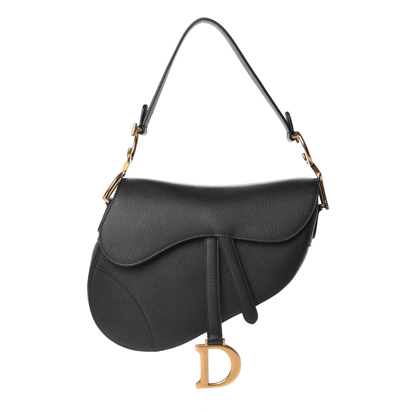 Grained Calfskin Saddle Bag Black