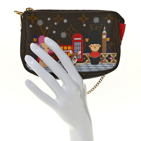 Monogram 2021 Christmas Animation London Mini Pochette Accessories Red