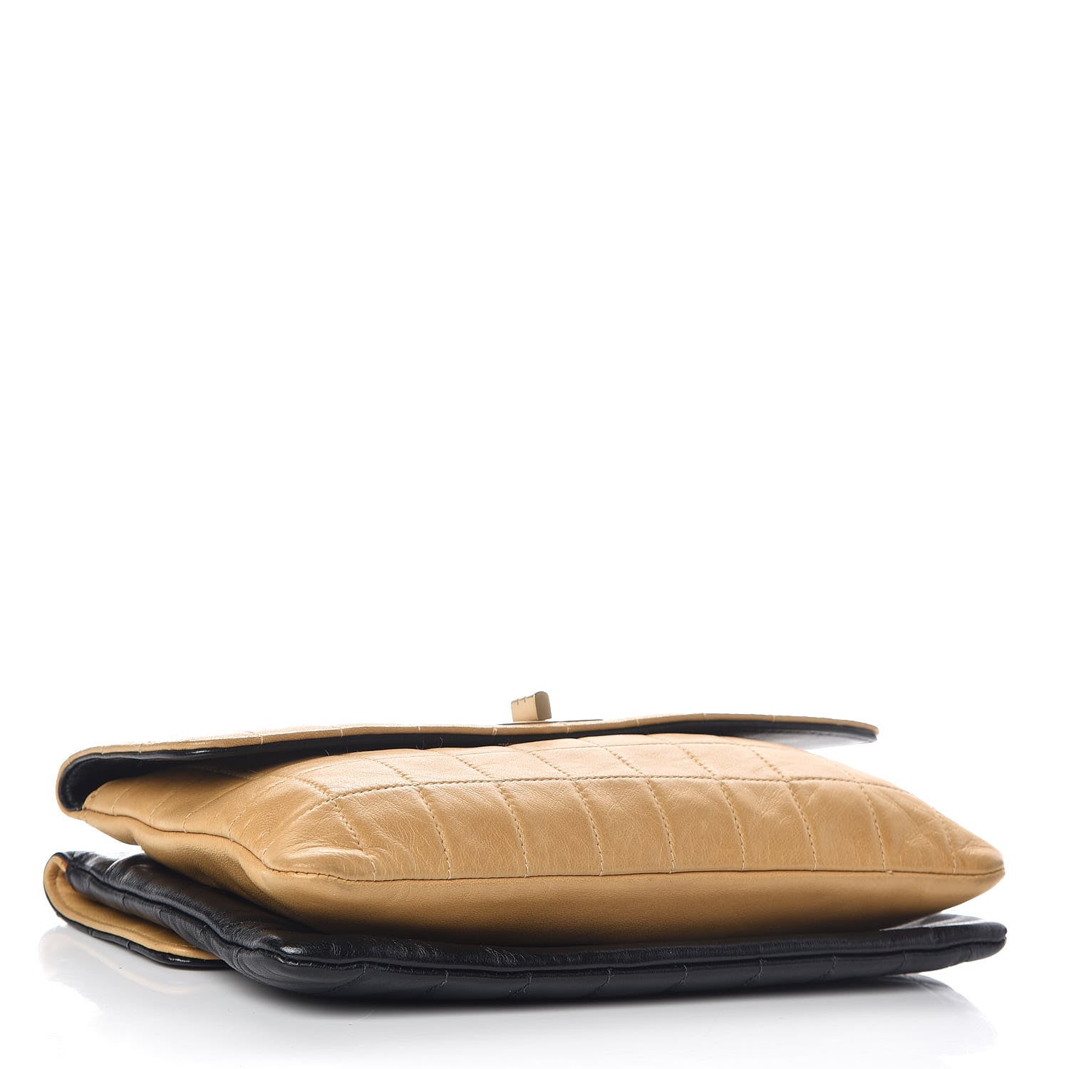 Chanel Lambskin Quilted Double Mademoiselle Flap Beige Black 4 of 12