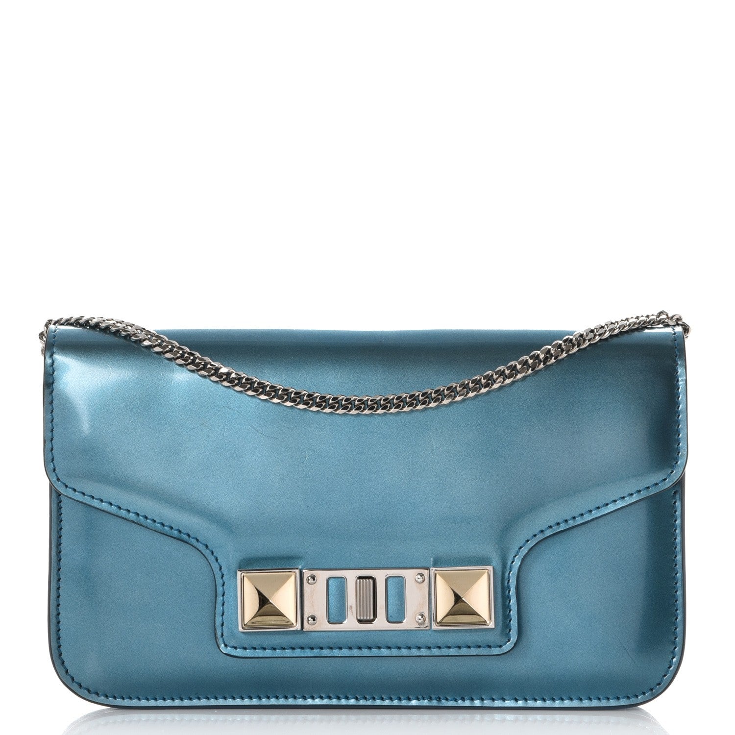 Proenza Schouler Metallic Calfskin PS11 Chain Wallet Ocean 1 of 6