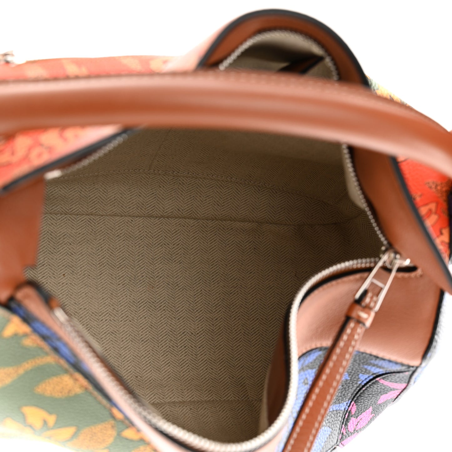 Calfskin Printed Medium Paula's Ibiza Patchwork Puzzle Bag Multicolor