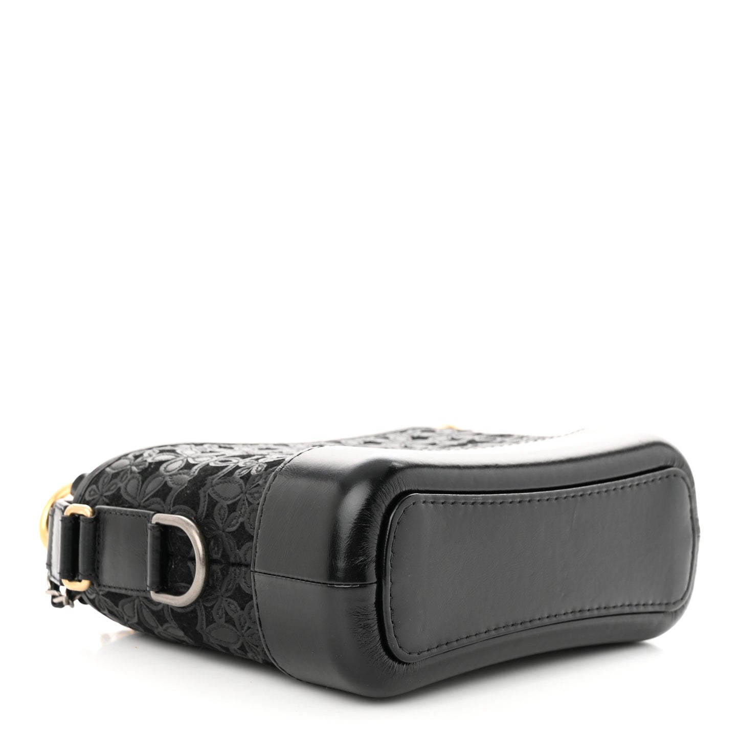 Calfskin Wool Felt Embossed Small Gabrielle Logo Hobo Black