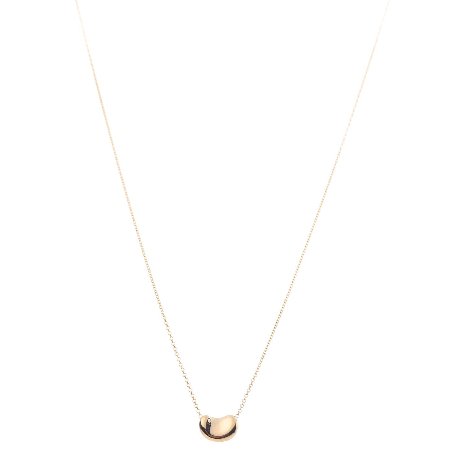 Tiffany 18K Yellow Gold 11mm Elsa Peretti Bean Pendant Necklace 1 of 7