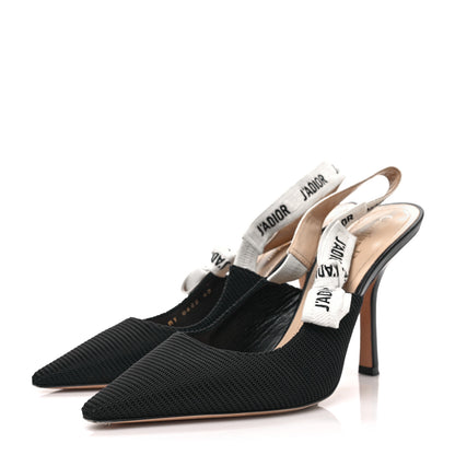 Christian Dior Technical Canvas Ribbon J'Adior Slingback 100mm Pumps 40 Black 3 of 8