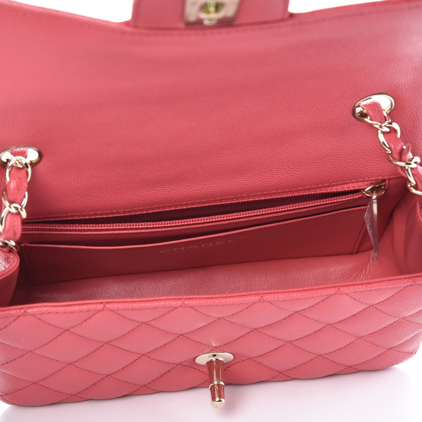 Caviar Quilted Mini Rectangular Flap Dark Pink