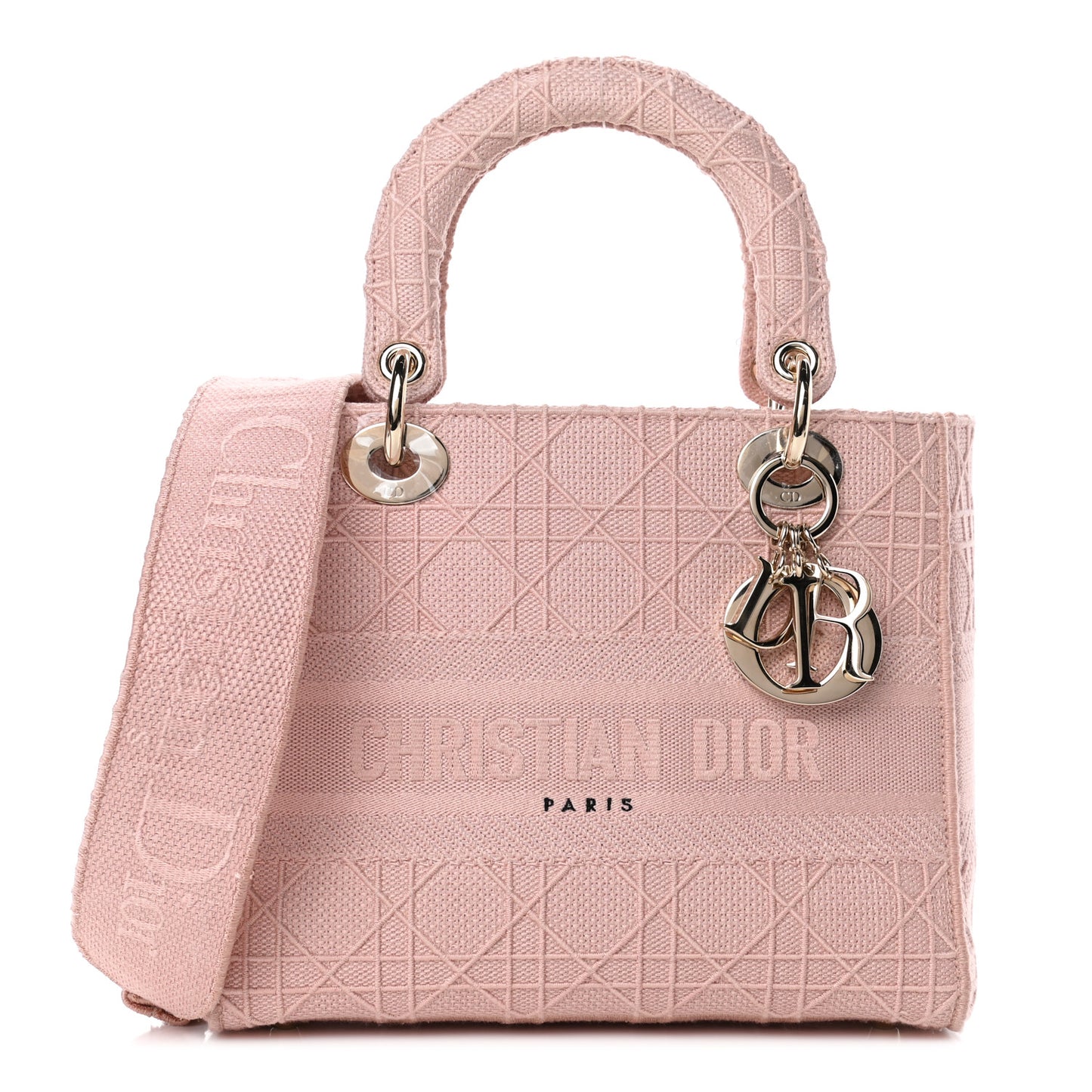 Canvas Embroidered Cannage Medium Lady D-Lite Pink