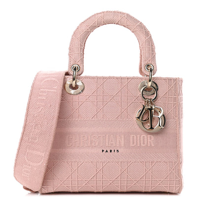 Christian Dior Canvas Embroidered Cannage Medium Lady D-Lite Pink 1 of 4