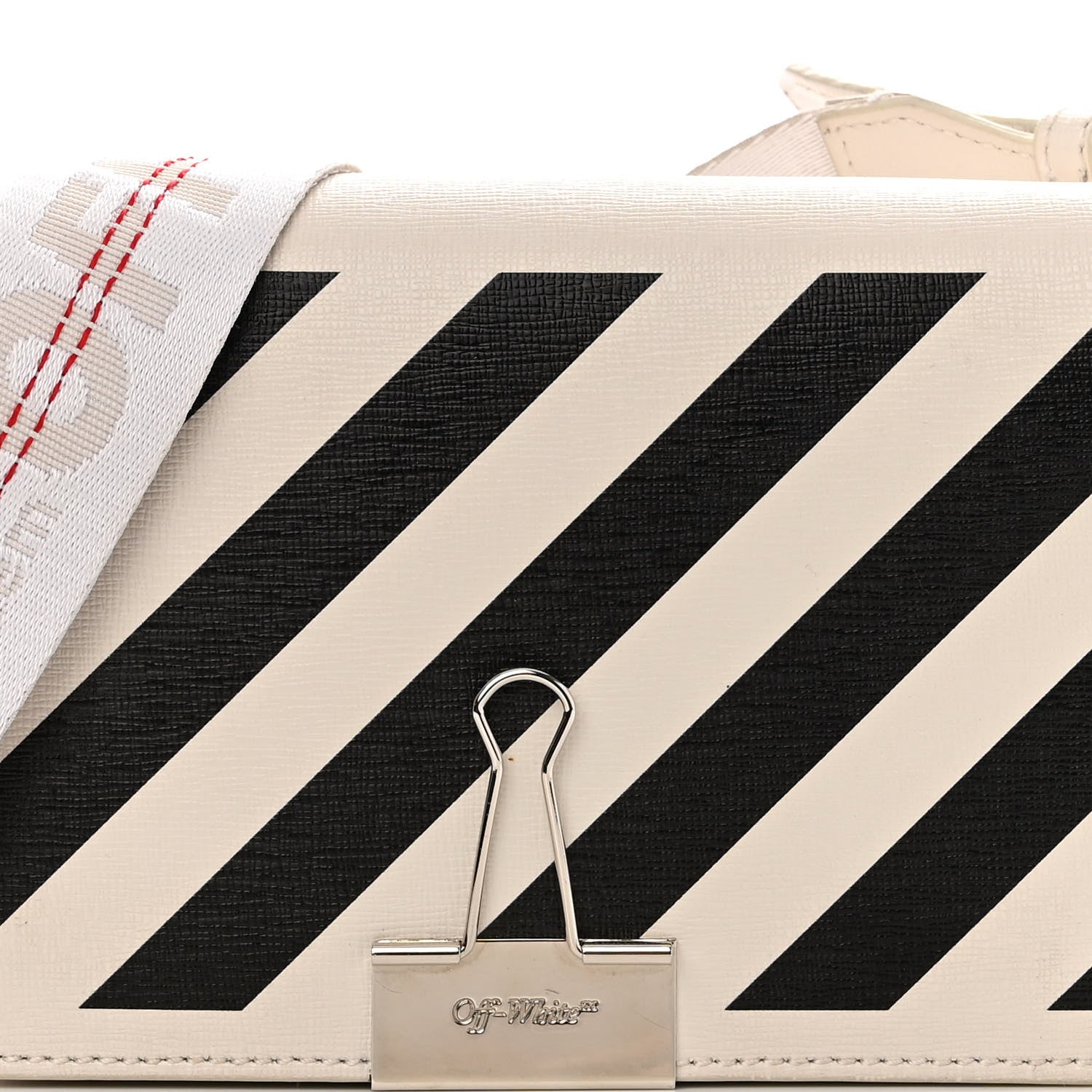 Off-White Calfskin Diag Flap Bag White Black 7 of 13