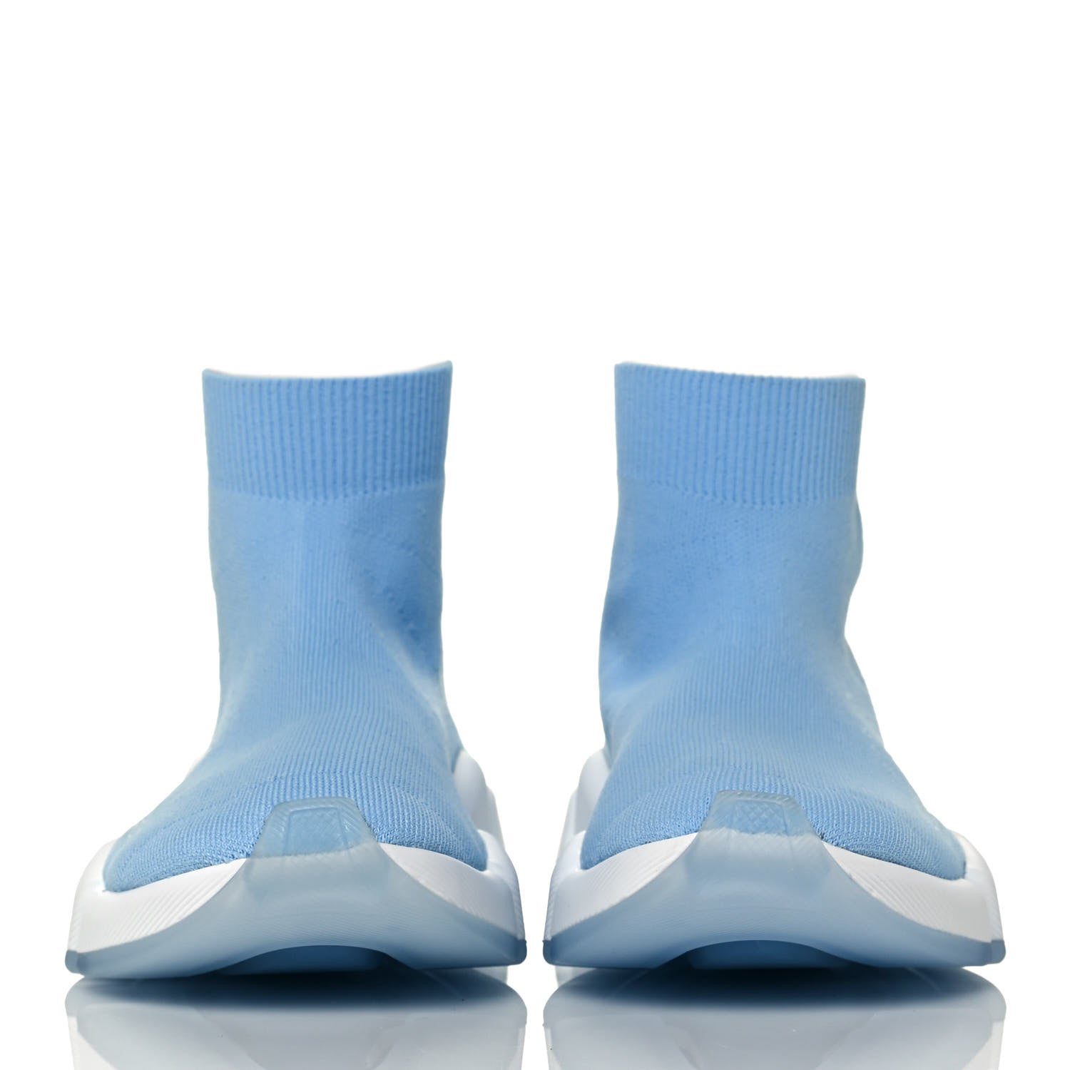 Balenciaga Technical 3D Recycled Knit Bi-Color Womens Speed 2.0 Transparent Sole Sneakers 37 Blue White Transparent Blue 2 of 8