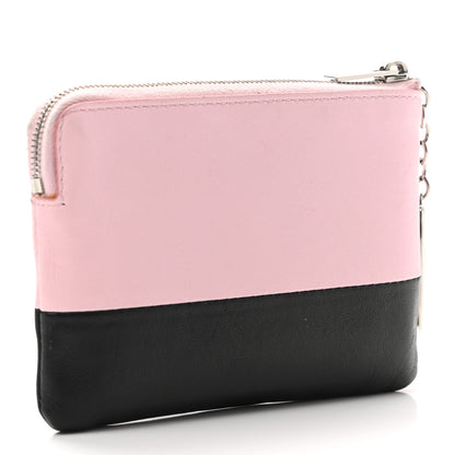 Celine Lambskin Bi-Color Coin and Card Pouch Pale Pink Espresso 2 of 9