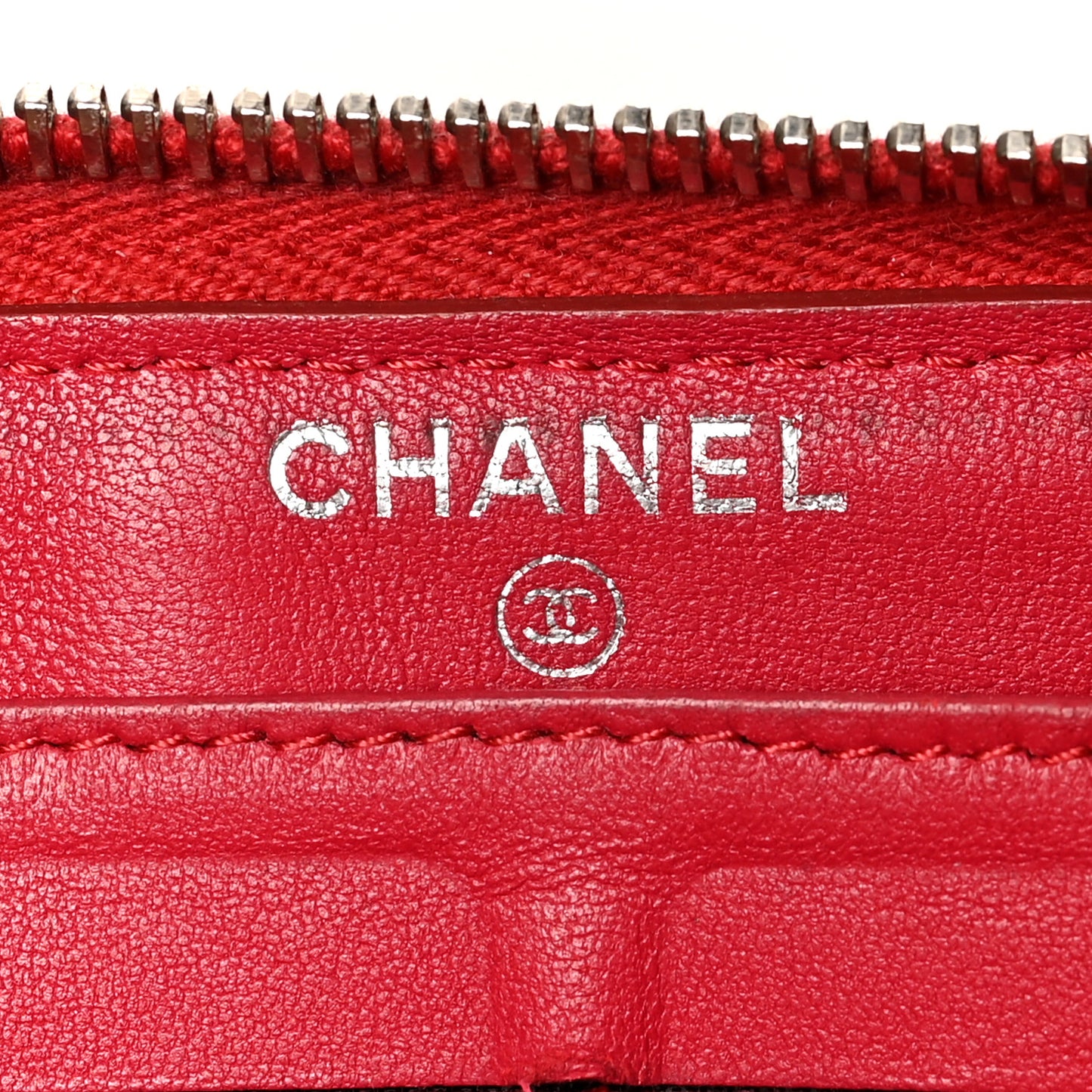 Lambskin Quilted Large Gusset Zip Around Wallet Red