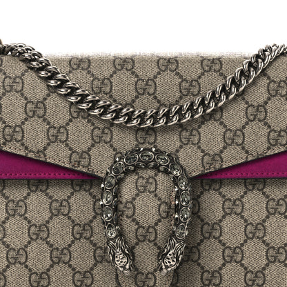 Gucci GG Supreme Monogram Suede Crystal Small Dionysus Shoulder Bag Beige Ebony Bright Purple 9 of 14
