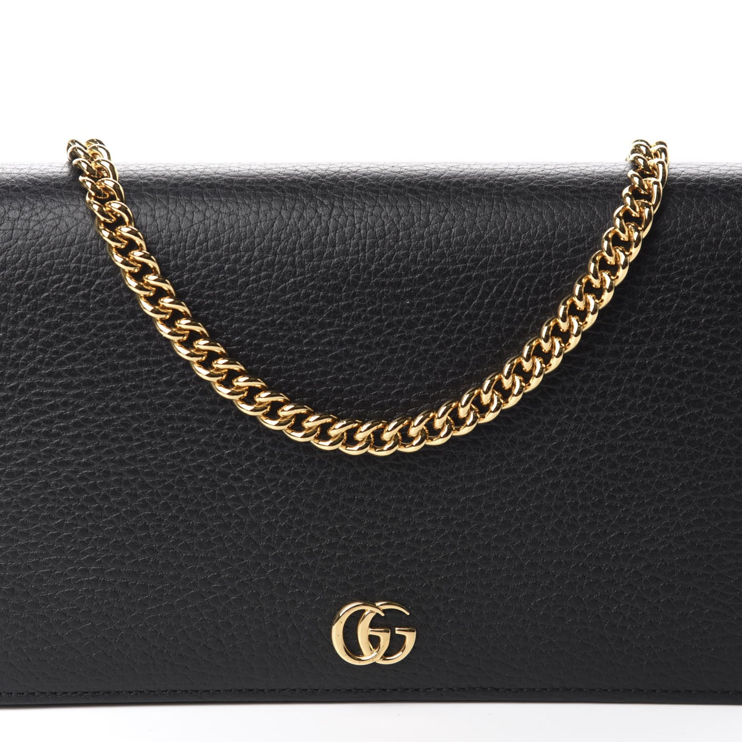 Calfskin Mini GG Marmont Chain Wallet Black