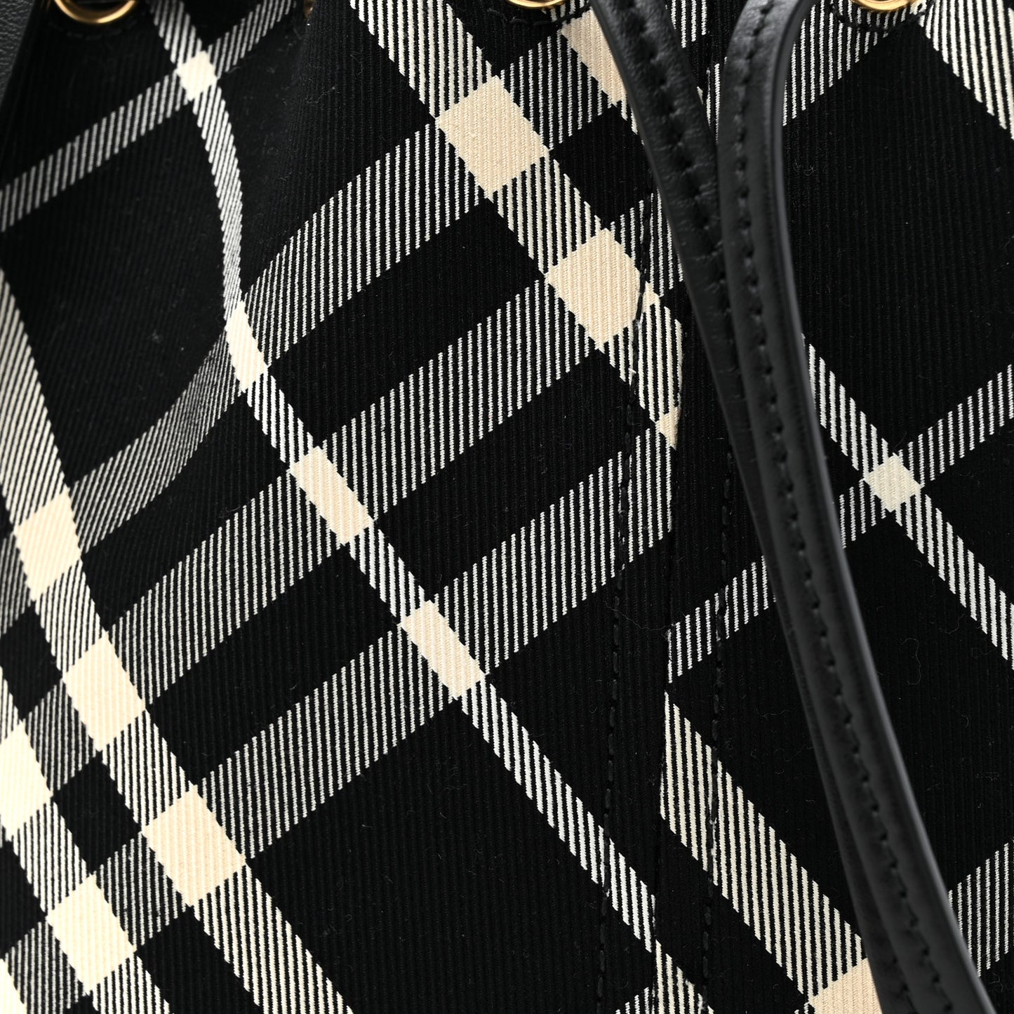 Check Mini Bucket Bag Black Calico