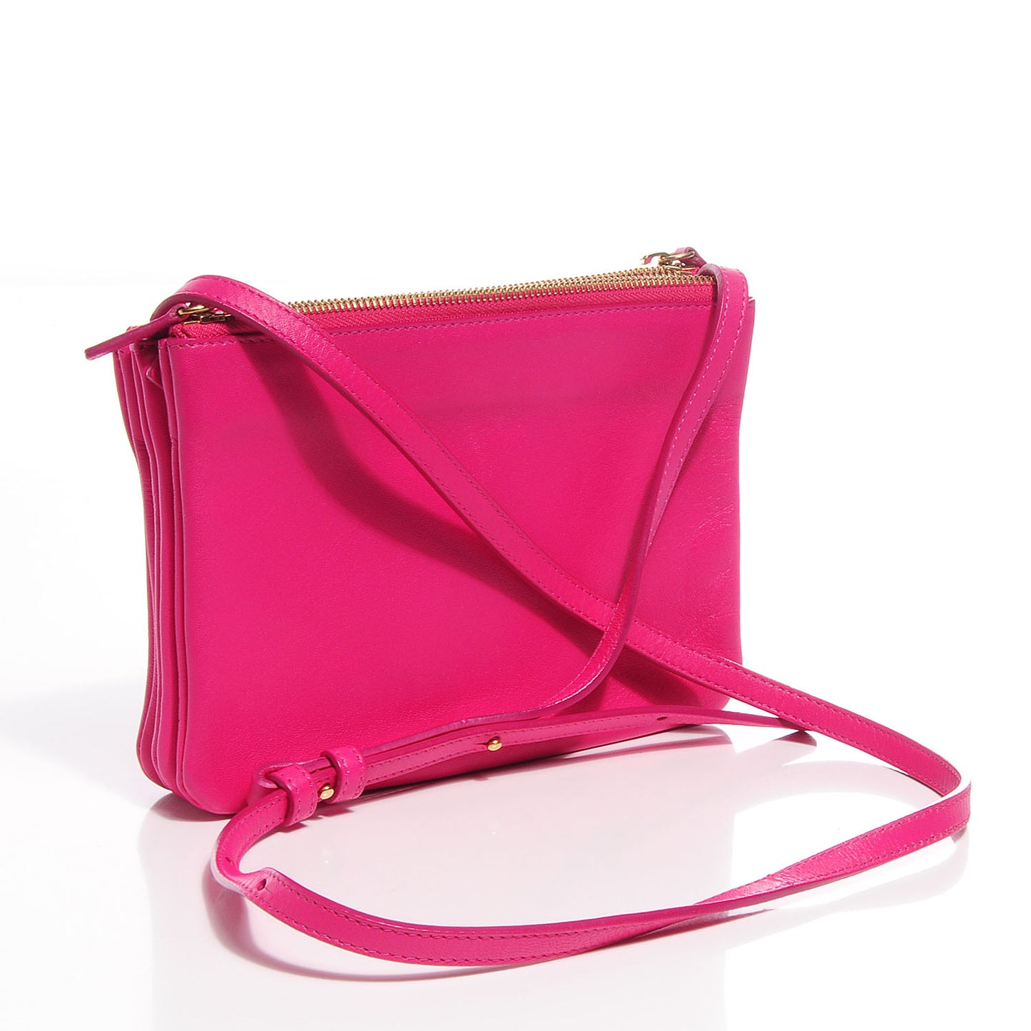 Lambskin Small Trio Crossbody Bag Fuchsia