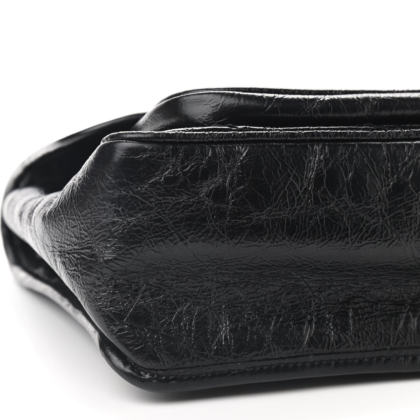 Crinkled Calfskin Matelasse Monogram Medium Niki Chain Satchel Black