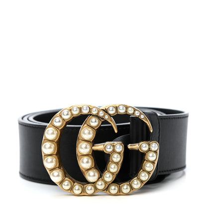Gucci Moon Calfskin Pearl Double G 40mm Belt 90 36 Black Cream 1 of 4