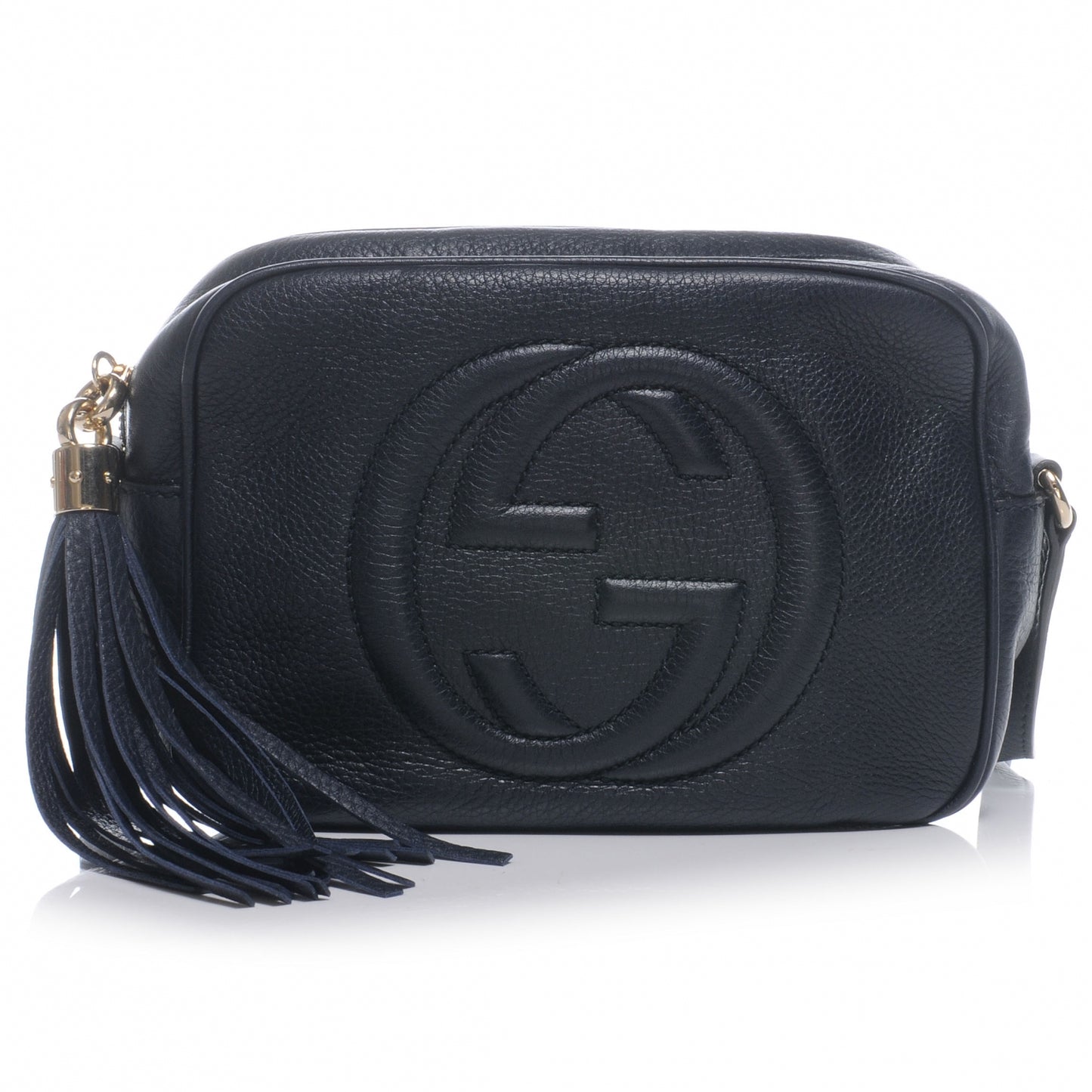 Pebbled Calfskin Small Soho Disco Bag Black
