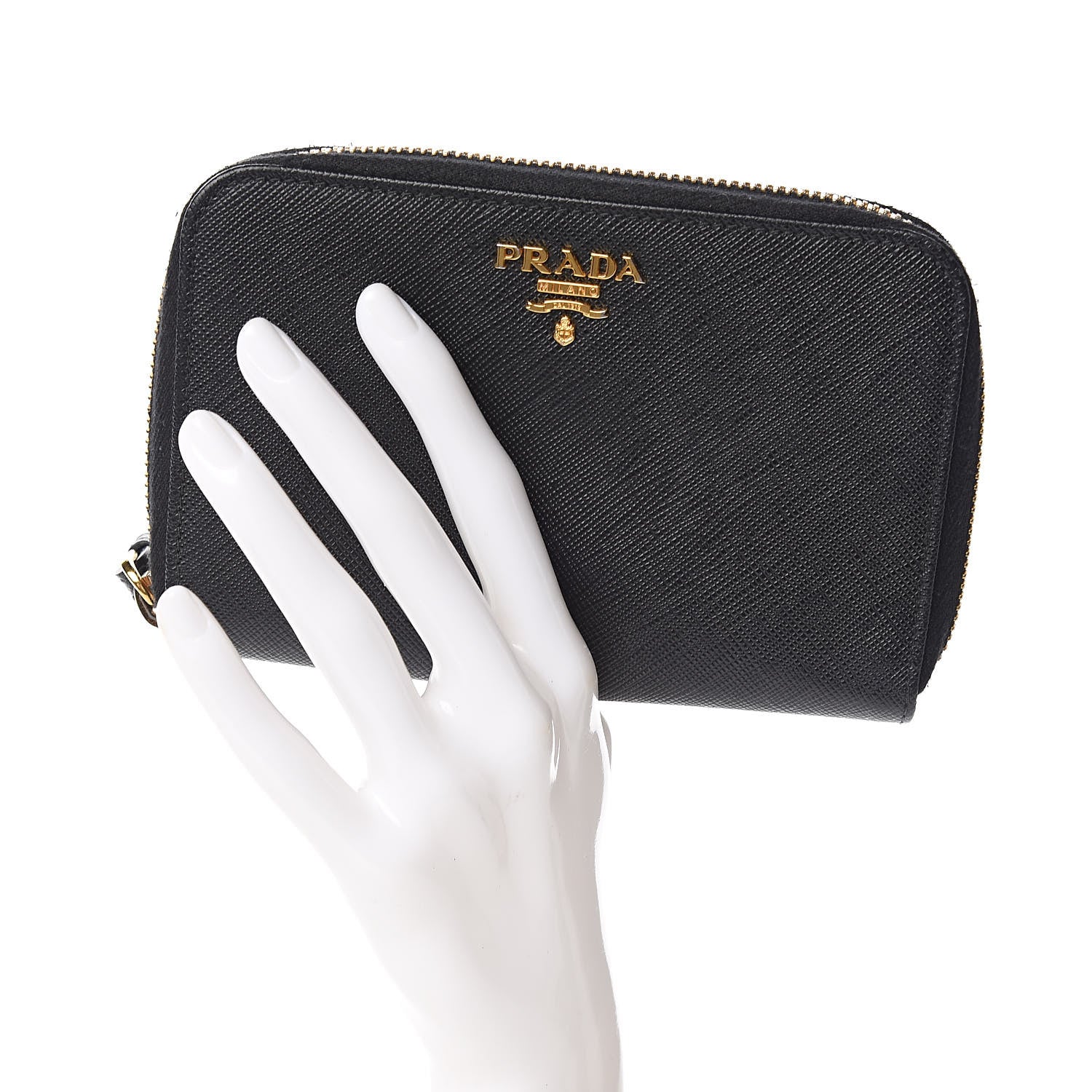 Prada Saffiano Phone Wristlet Wallet Black 2 of 7